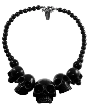 Black Multi Skull Beaded Necklace Alternative Style