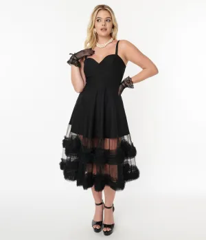 Black Roman Holiday Tulle Swing Dress Casual Everyday Look