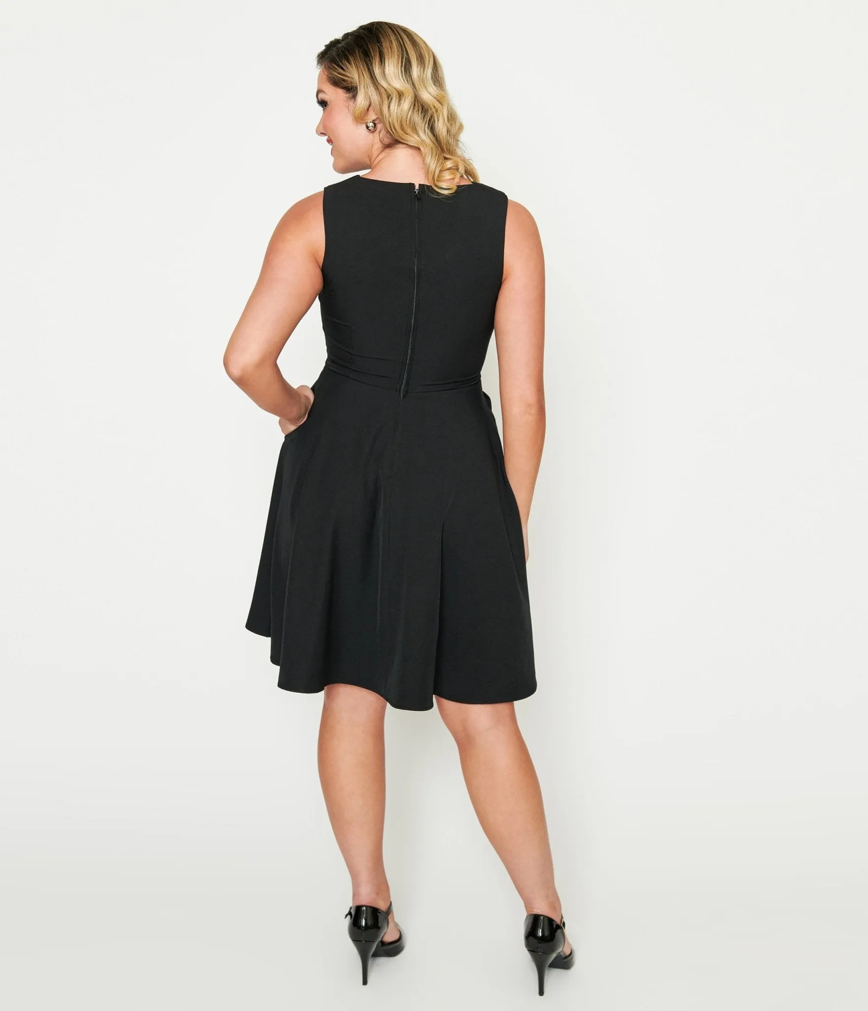 Black Skull & Rose Flare Dress Casual Everyday Look
