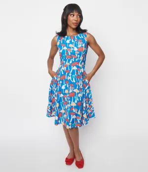 Blue Mushroom Fit & Flare Dress Casual Everyday Look