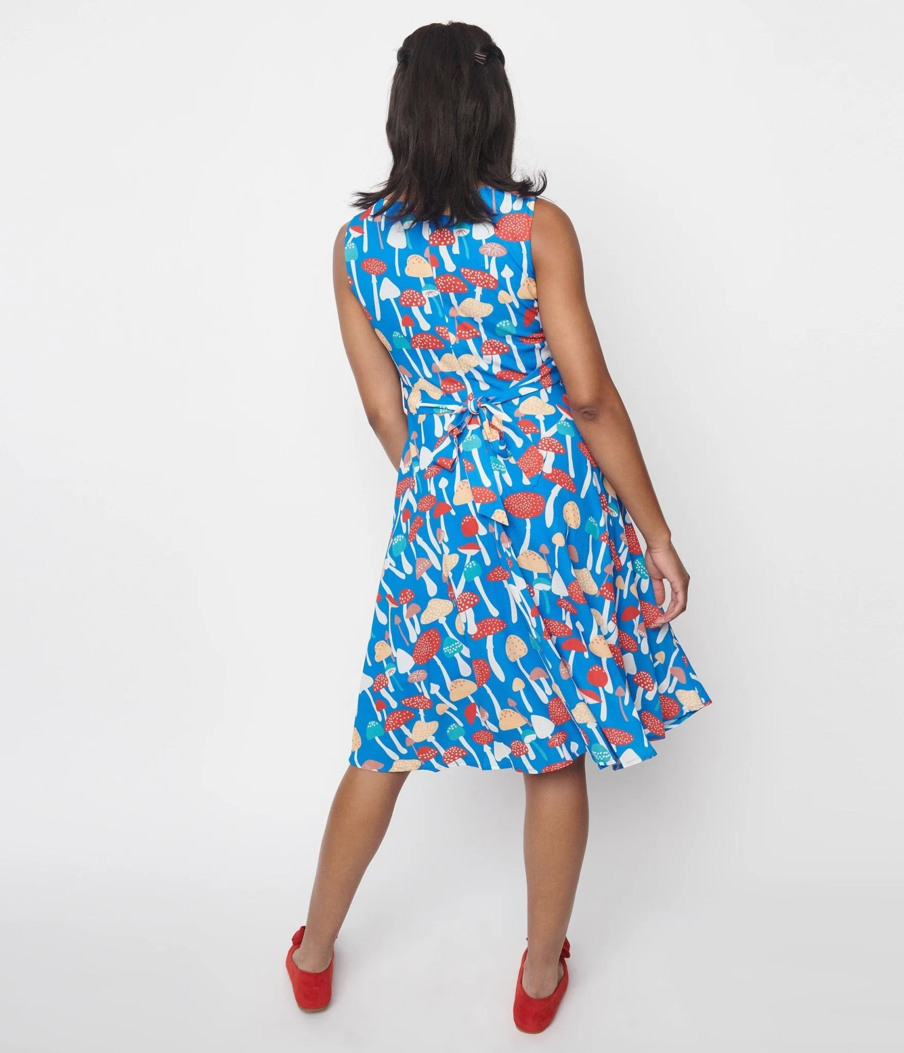 Blue Mushroom Fit & Flare Dress Casual Everyday Look