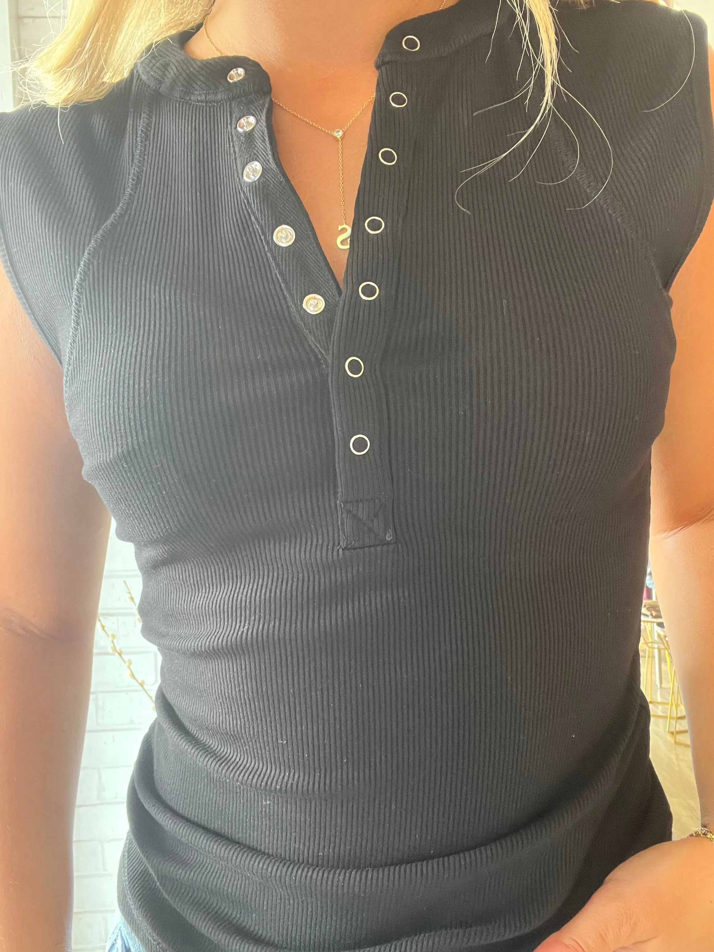 Bri Ribbed Henley Summer Festival Tee