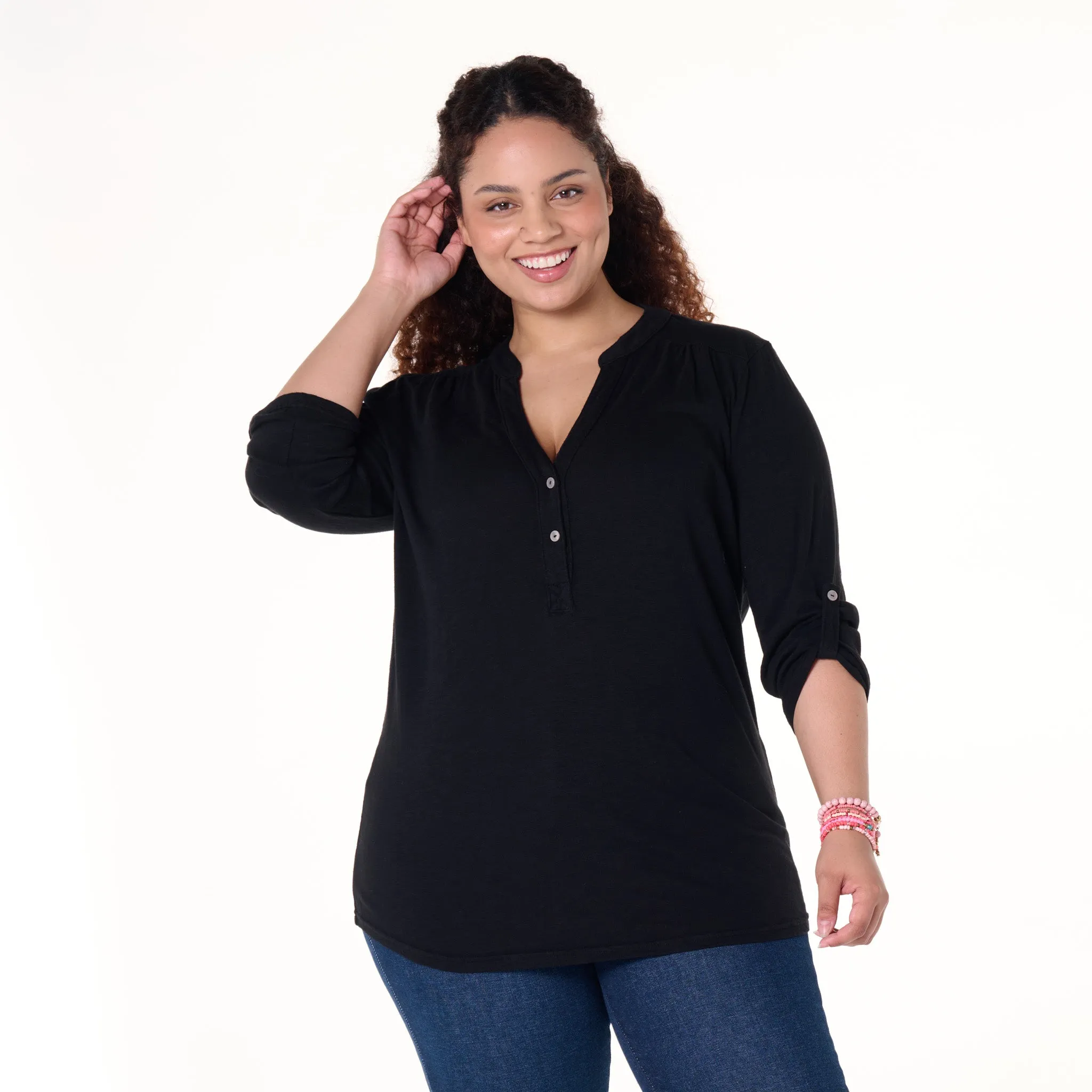 Buttonside Henley | Plus Size Weekend Relaxed Look