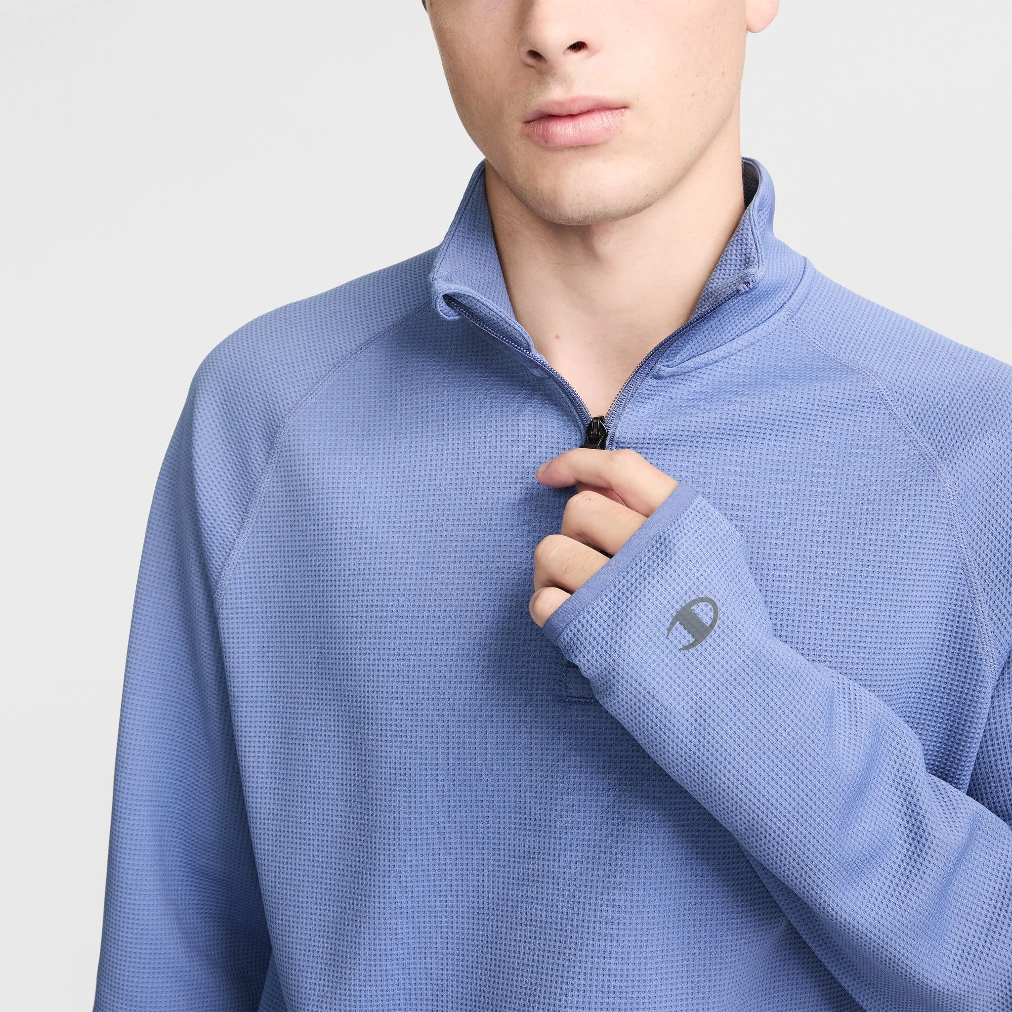 C-VPR 1/4 Zip Waffle Knit Pullover, Reflective C Logo Urban Street Look