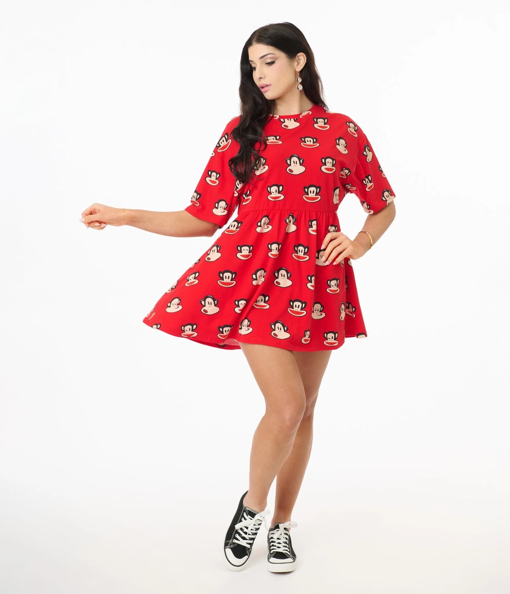 Cakeworthy Paul Frank Red Retro Julius Mini Dress Casual Everyday Look