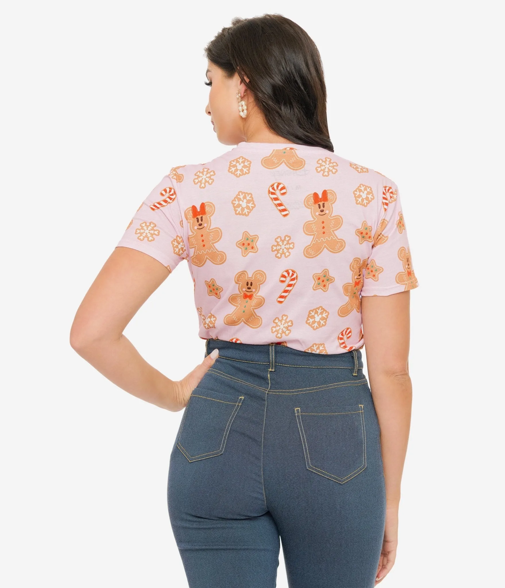 Cakeworthy Pink Mickey & Minnie Gingerbread  All Over Print Graphic Tee Easy Date Night