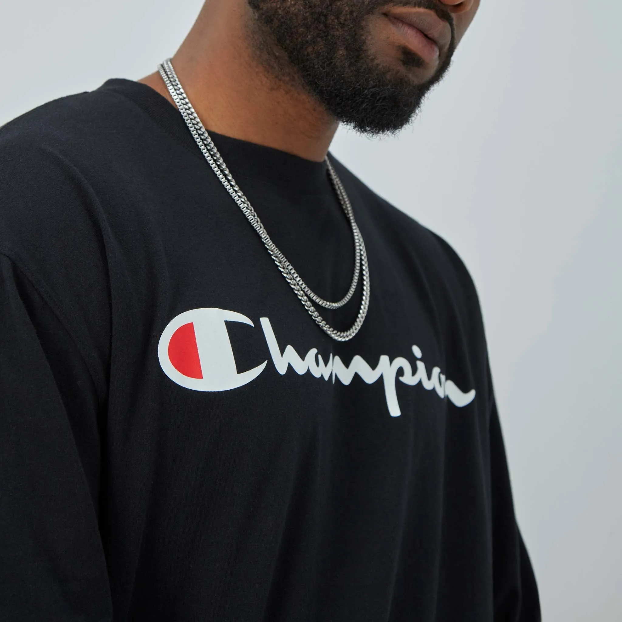 Classic Graphic Long-Sleeve T-Shirt, Script Logo - Big & Tall Urban Street Style