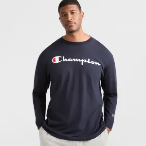 Classic Graphic Long-Sleeve T-Shirt, Script Logo - Big & Tall Urban Street Style