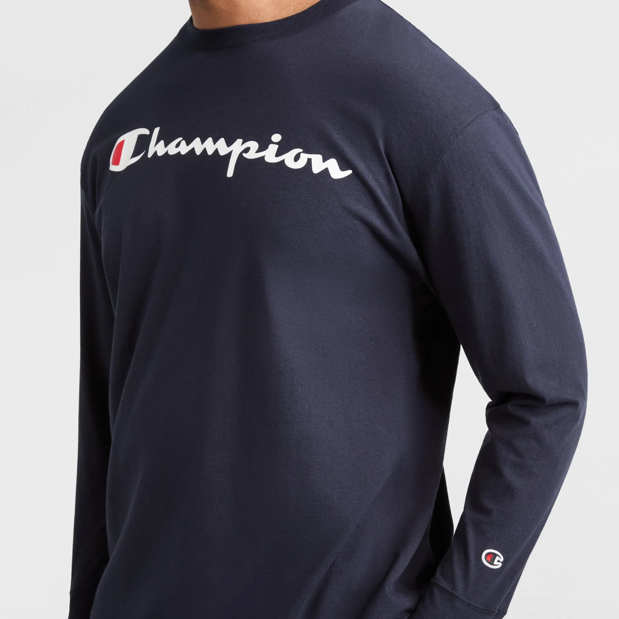 Classic Graphic Long-Sleeve T-Shirt, Script Logo - Big & Tall Urban Street Style