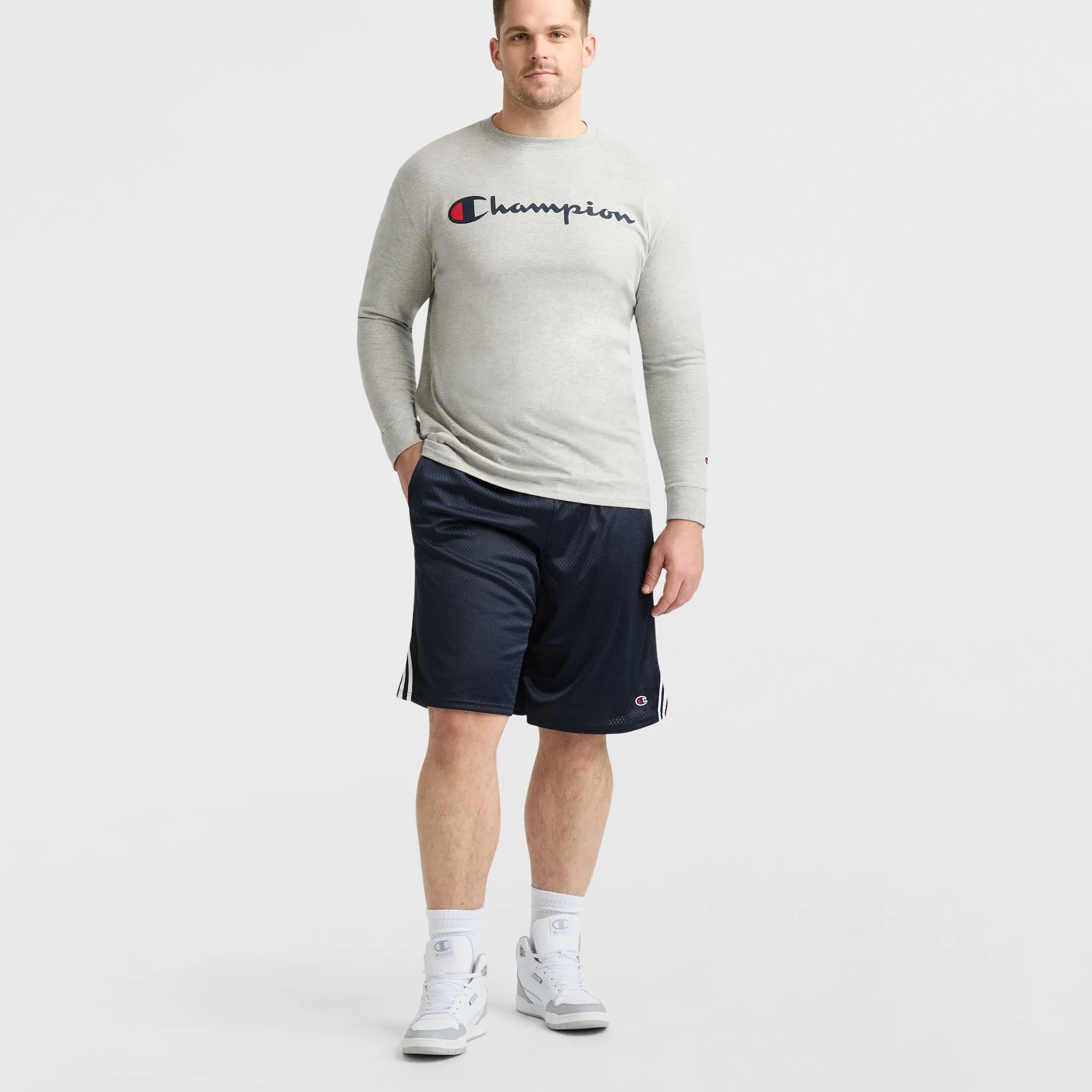 Classic Graphic Long-Sleeve T-Shirt, Script Logo - Big & Tall Urban Street Style