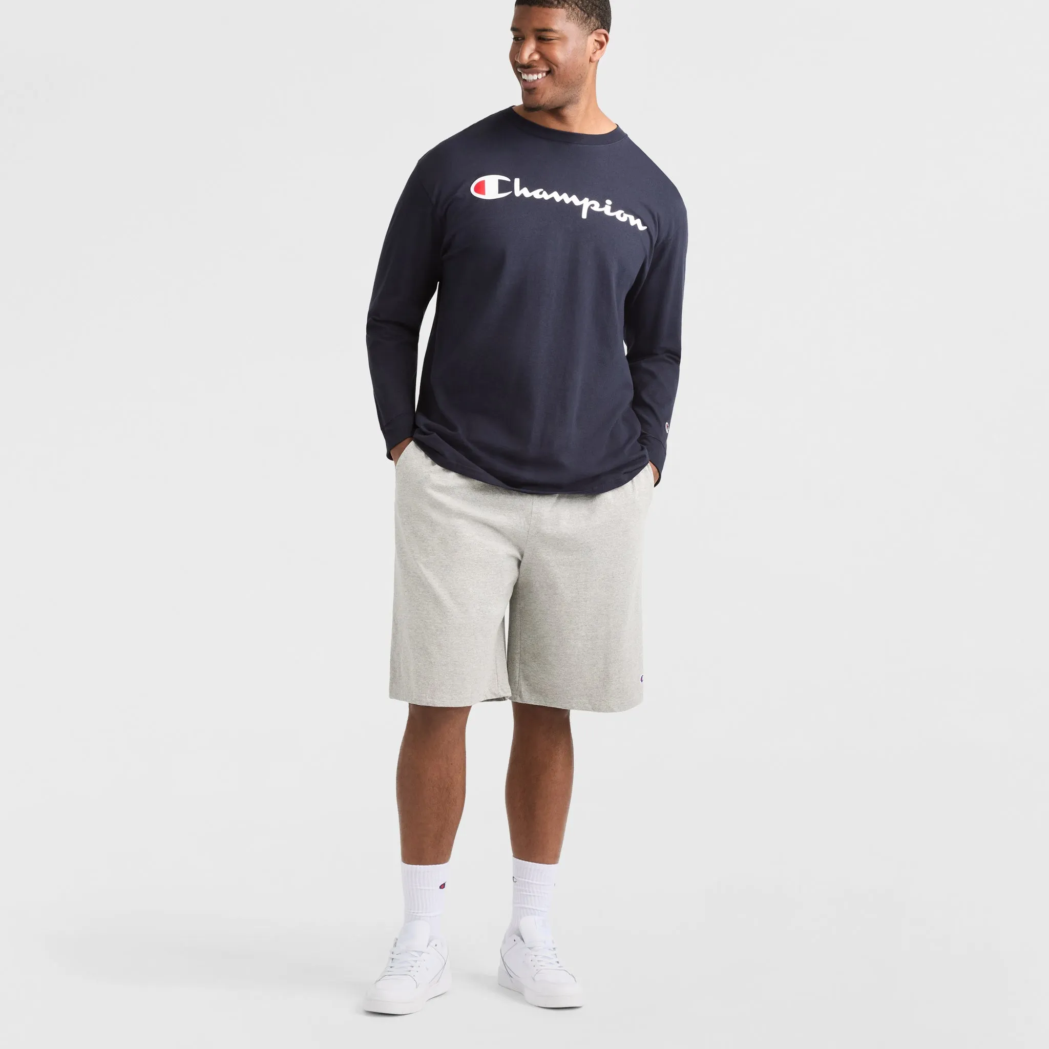 Classic Graphic Long-Sleeve T-Shirt, Script Logo - Big & Tall Urban Street Style