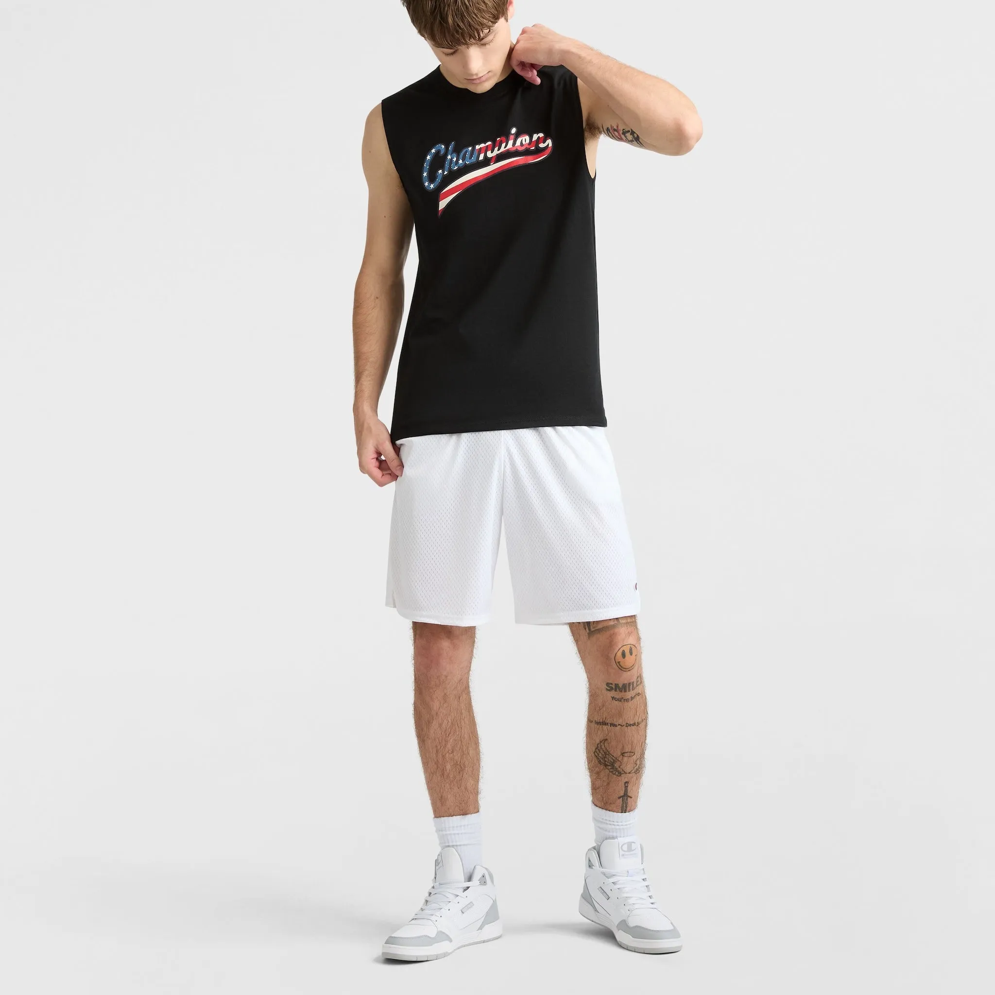 Classic Graphic Muscle Tank, USA Flag Script Urban Street Style