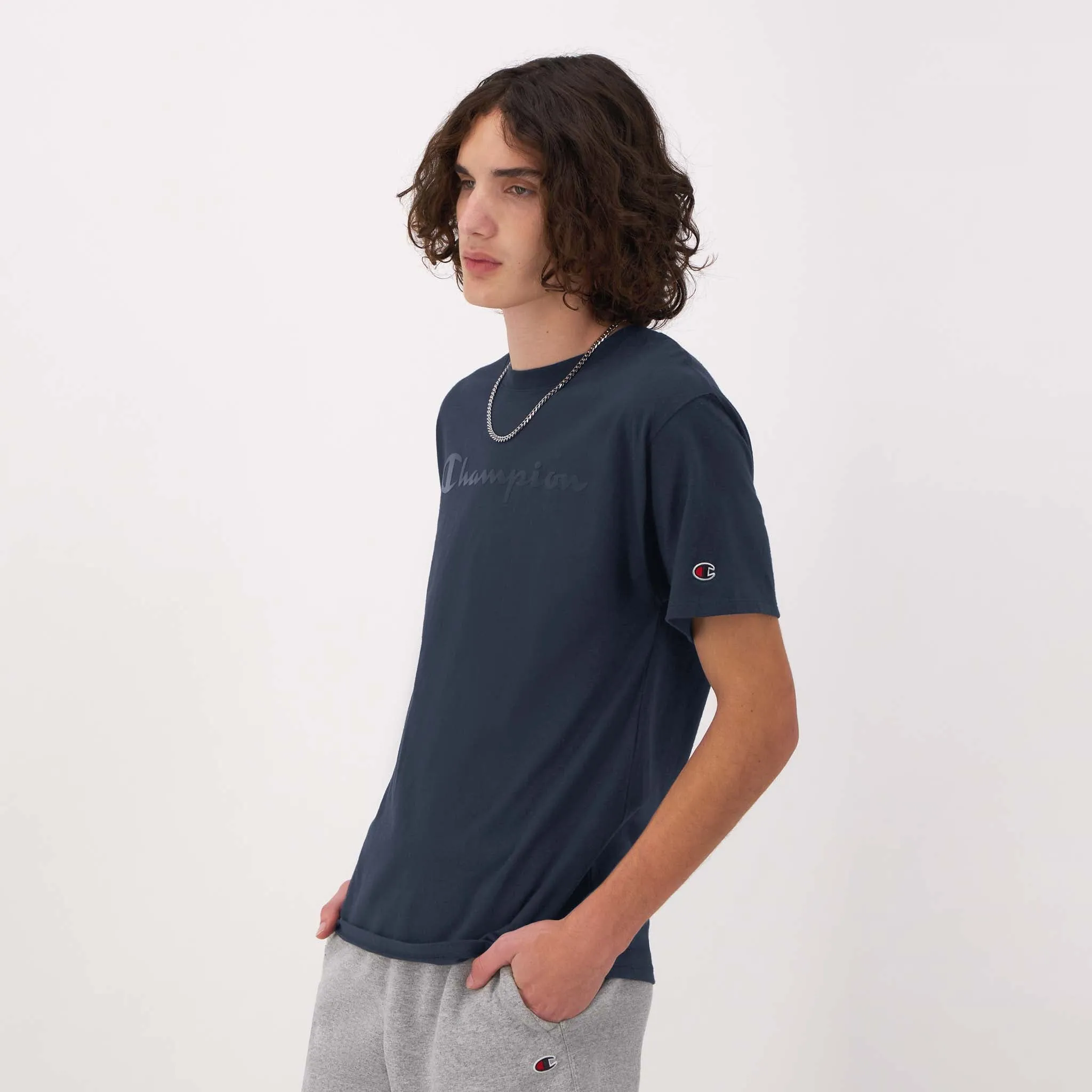 Classic Graphic T-Shirt, Tonal Script Logo Urban Street Style