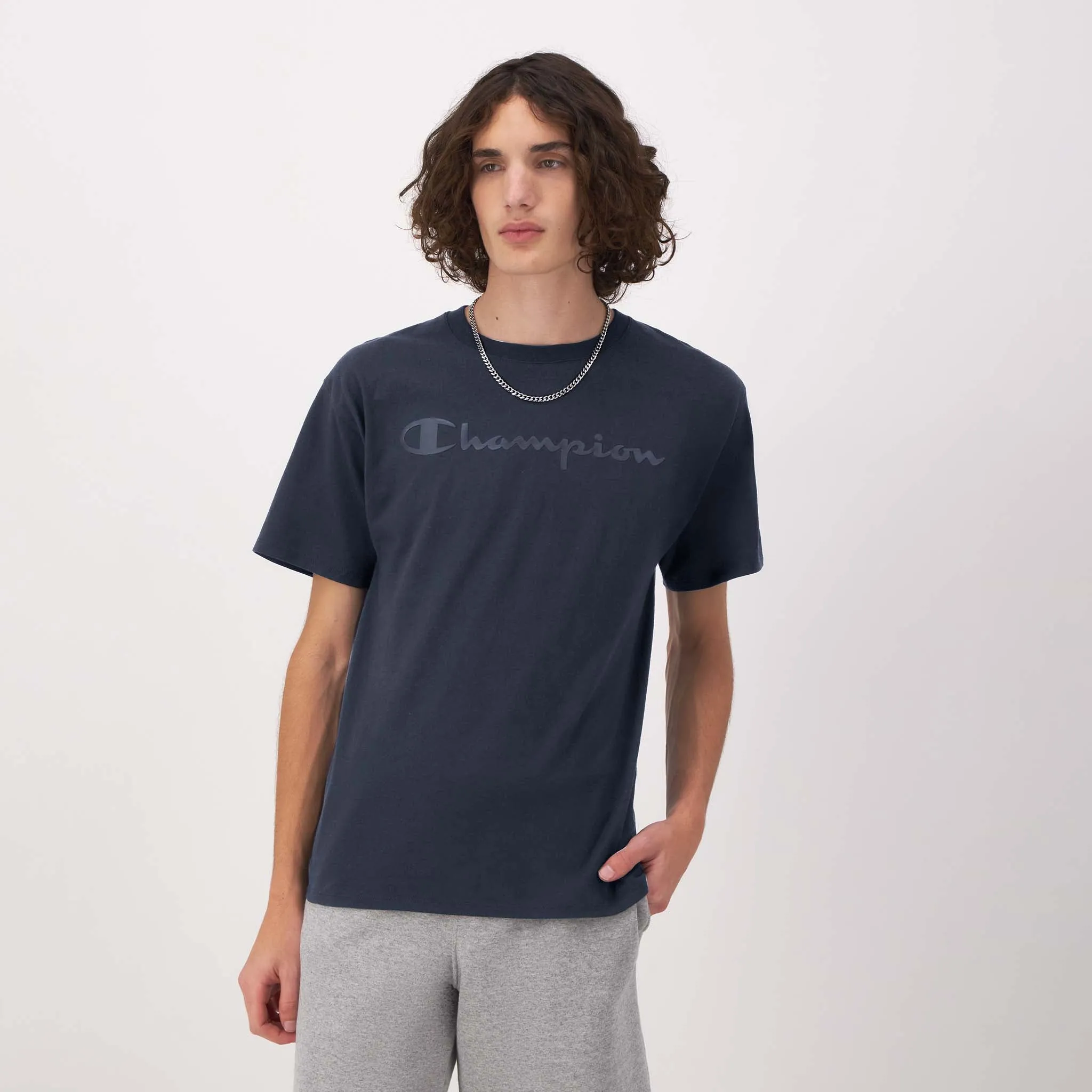 Classic Graphic T-Shirt, Tonal Script Logo Urban Street Style
