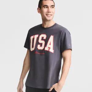 Classic Graphic T-Shirt, USA Block Logo Urban Street Style