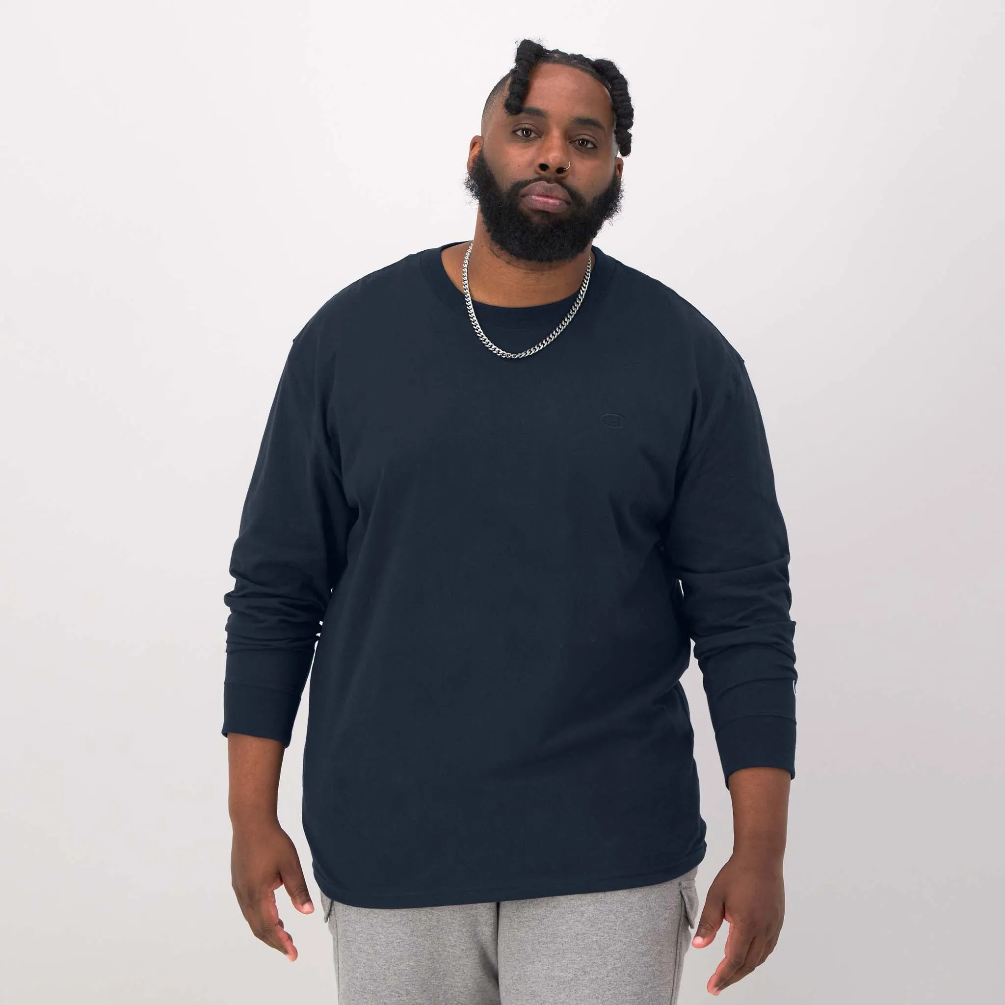 Classic Long-Sleeve T-Shirt, Embroidered C Logo - Big & Tall Urban Street Style