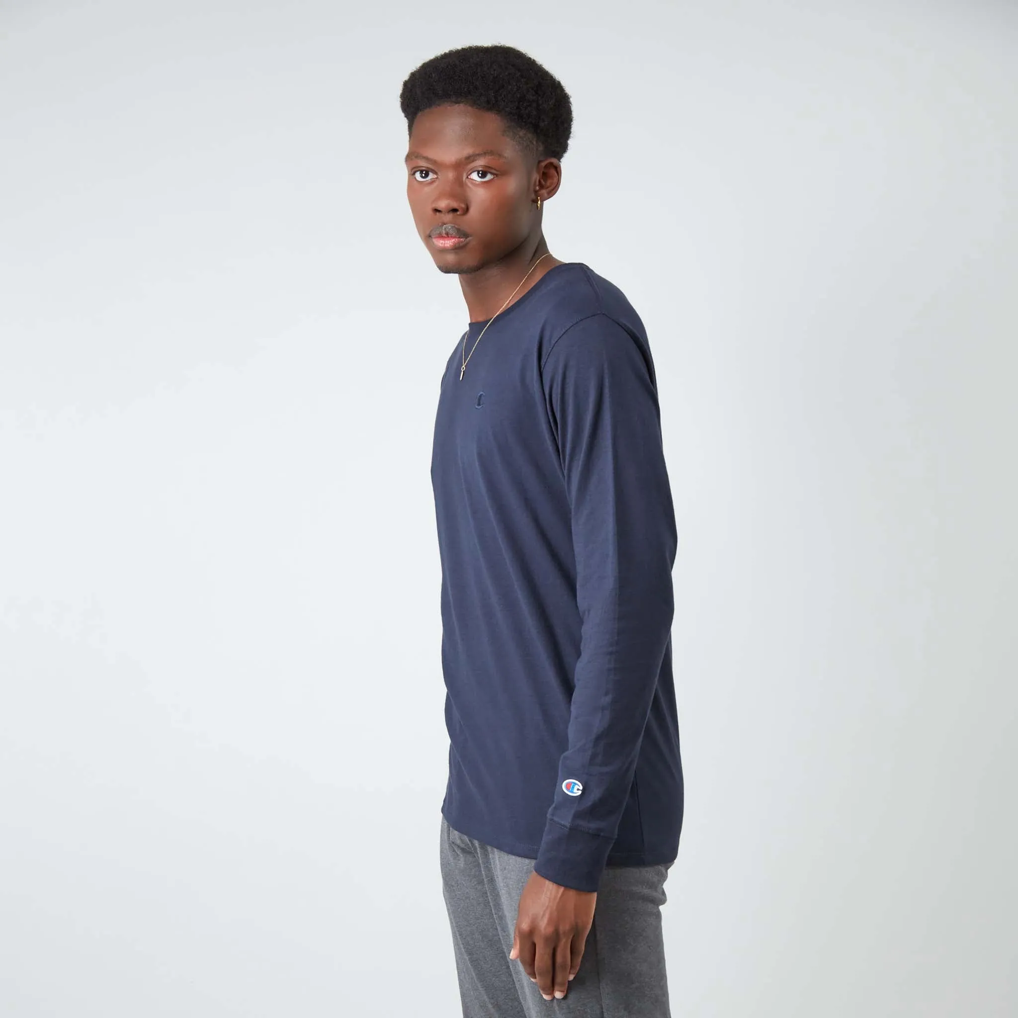 Classic Long Sleeve T-Shirt, Embroidered C Logo Urban Street Style