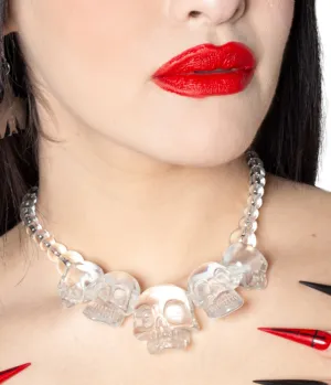 Clear Multi Skull Beaded Necklace Alternative Style