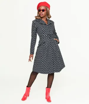 Collectif Black & White Polka Dot Jolianna Trench Coat Easy Date Night