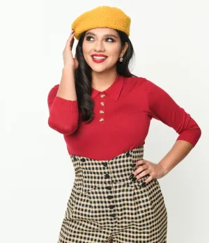Collectif Burgundy Maya Polo Top Easy Date Night