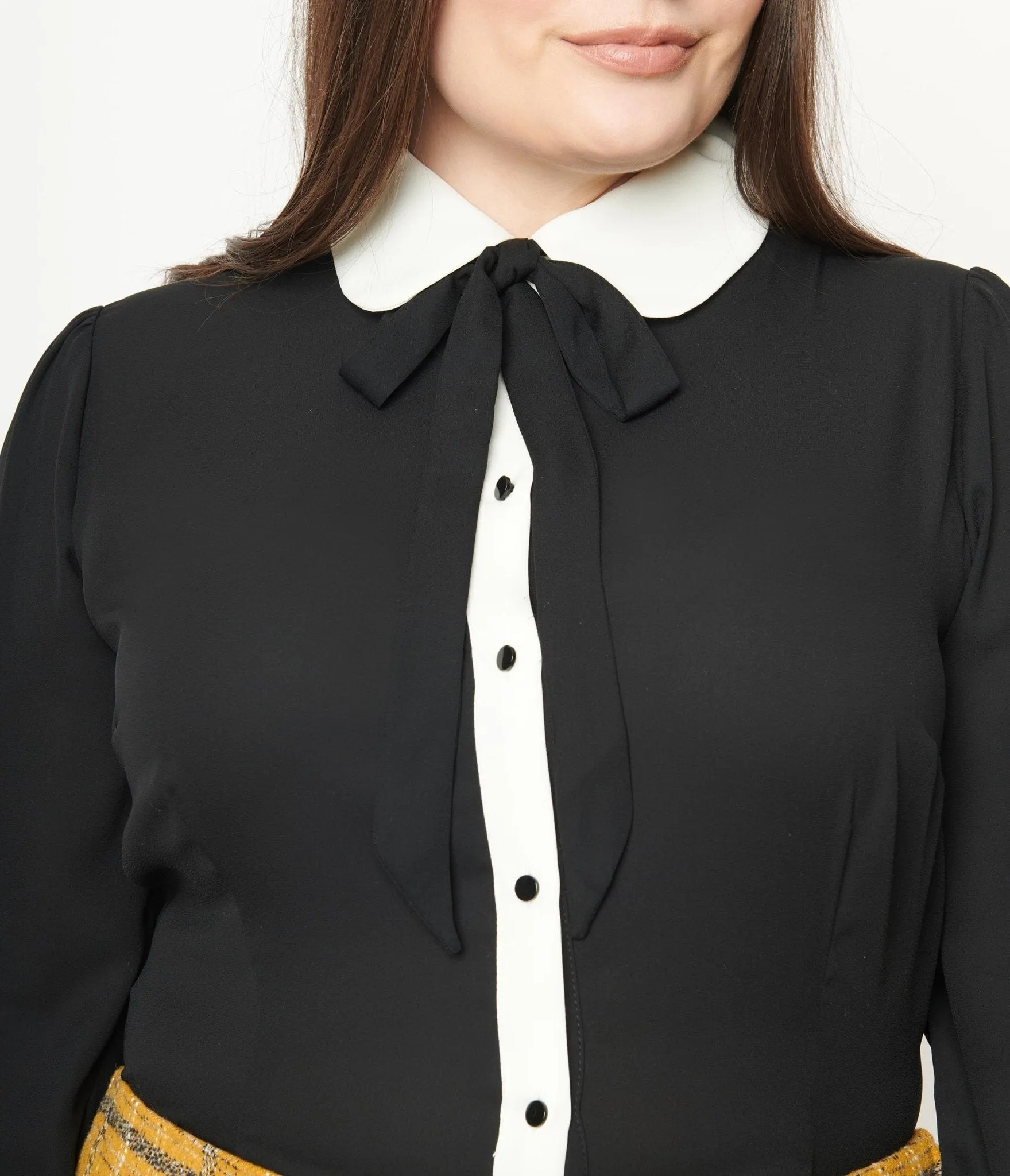 Collectif Plus Size Black & White Collar Prudence Blouse Easy Date Night