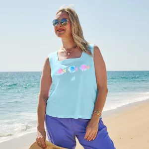 Colorful Fish Boxy Tank | Plus Size Weekend Relaxed Look
