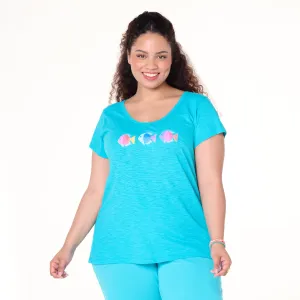 Colorful Fish Vintage Scoop Neck T | Plus Size Weekend Relaxed Look