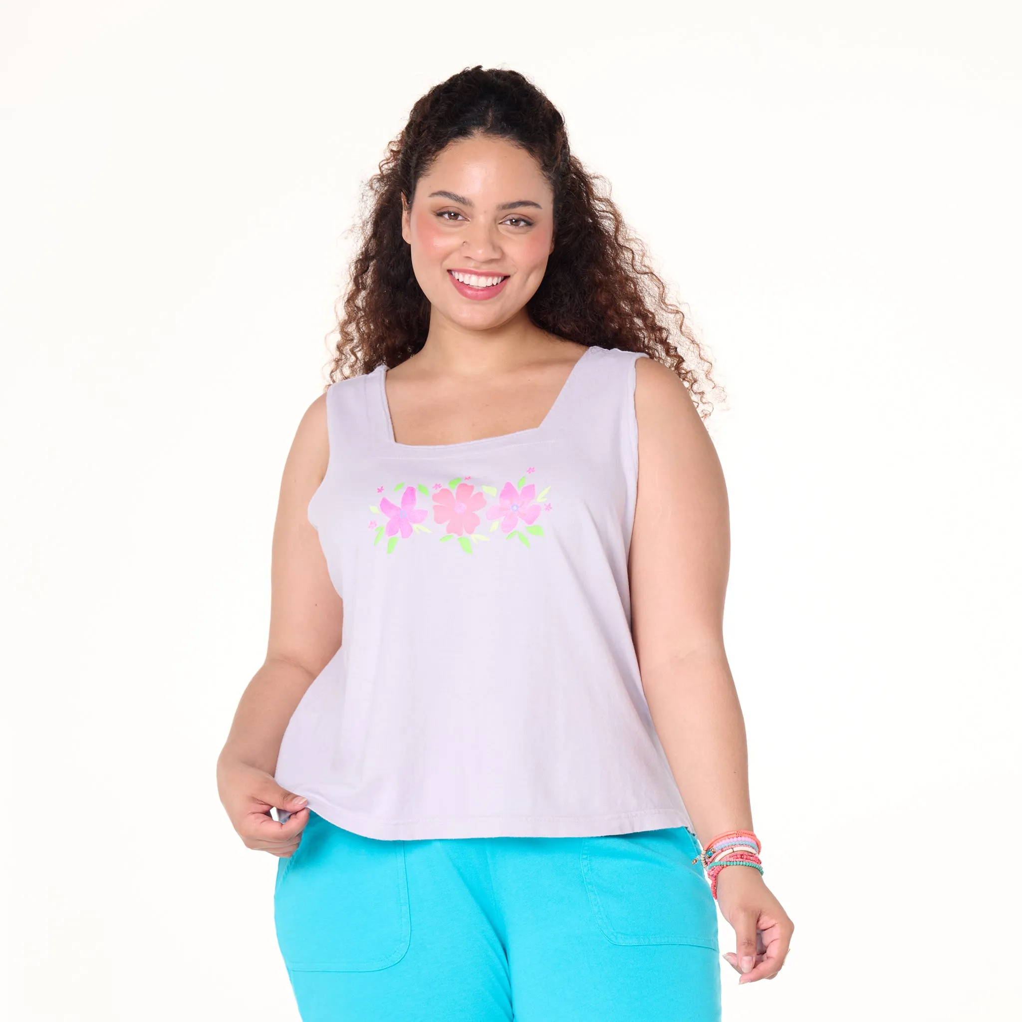 Cosmo Bouquet Boxy Tank | Plus Size Weekend Relaxed Look