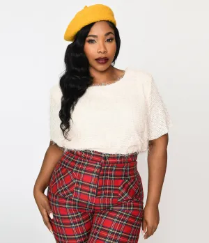 Cream Distressed Knit Top Easy Date Night