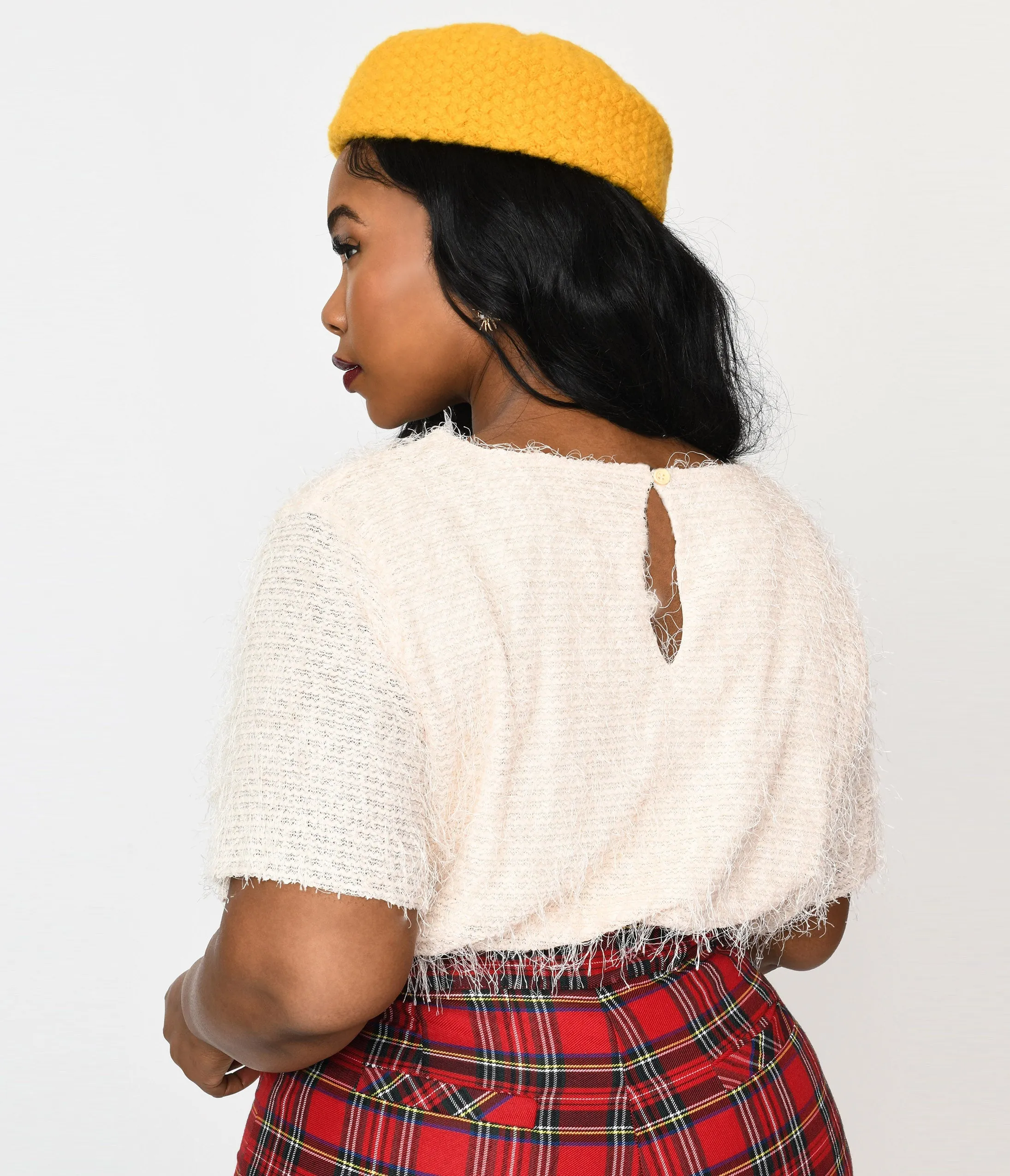 Cream Distressed Knit Top Easy Date Night