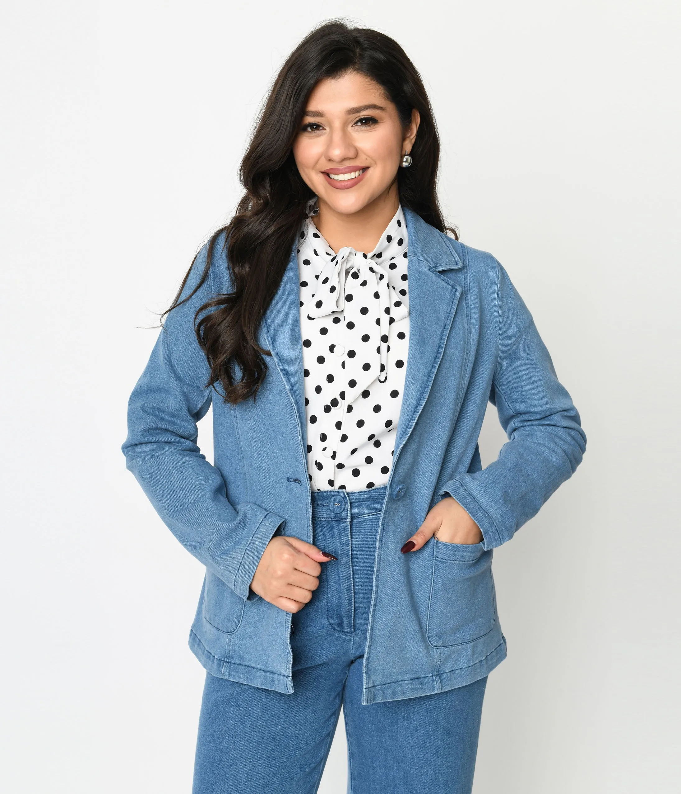 Denim Washed Blazer Easy Date Night