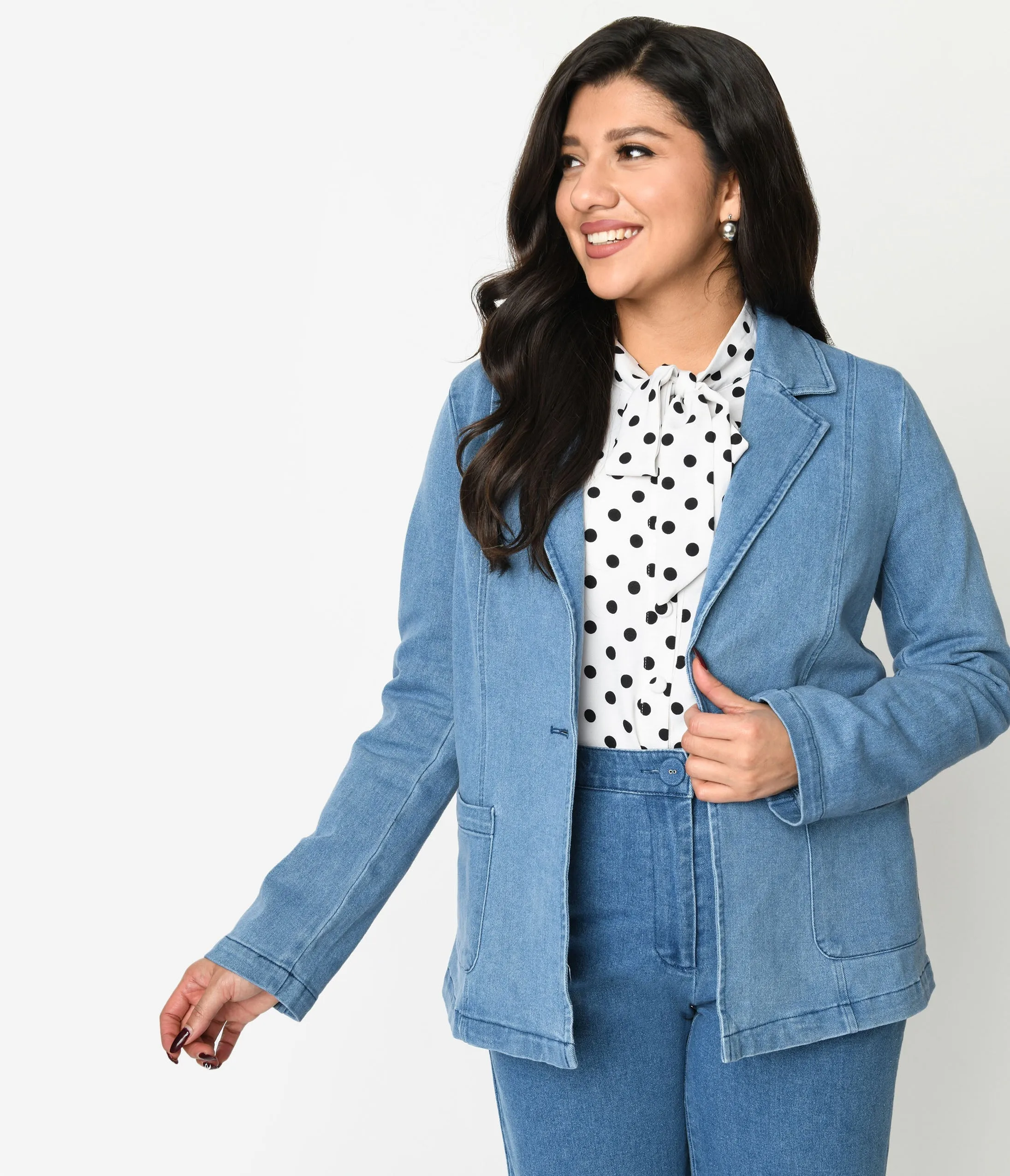 Denim Washed Blazer Easy Date Night