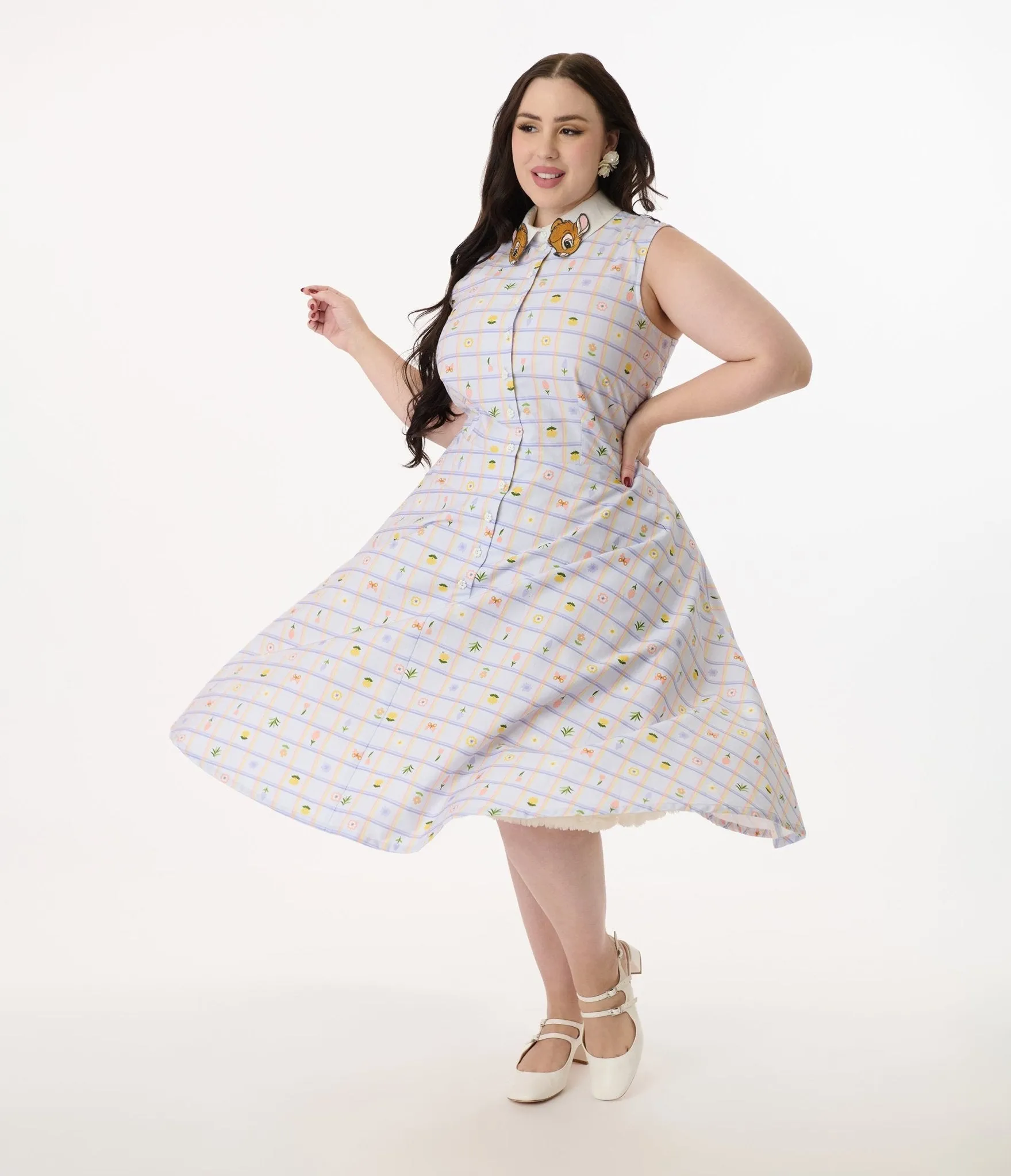 Disney Bambi Collection by Unique Vintage Plus Size Lavender Spring Plaid Darlene Swing Dress Casual Everyday Look