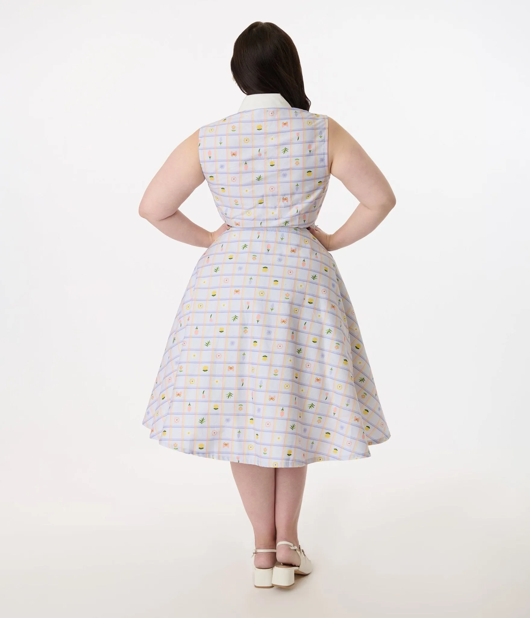 Disney Bambi Collection by Unique Vintage Plus Size Lavender Spring Plaid Darlene Swing Dress Casual Everyday Look