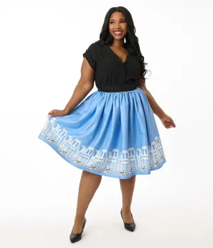 Disney Cats & Dogs Collection by Unique Vintage Plus Size Blue Dalmatians Border Swing Skirt Comfortable Travel Wear