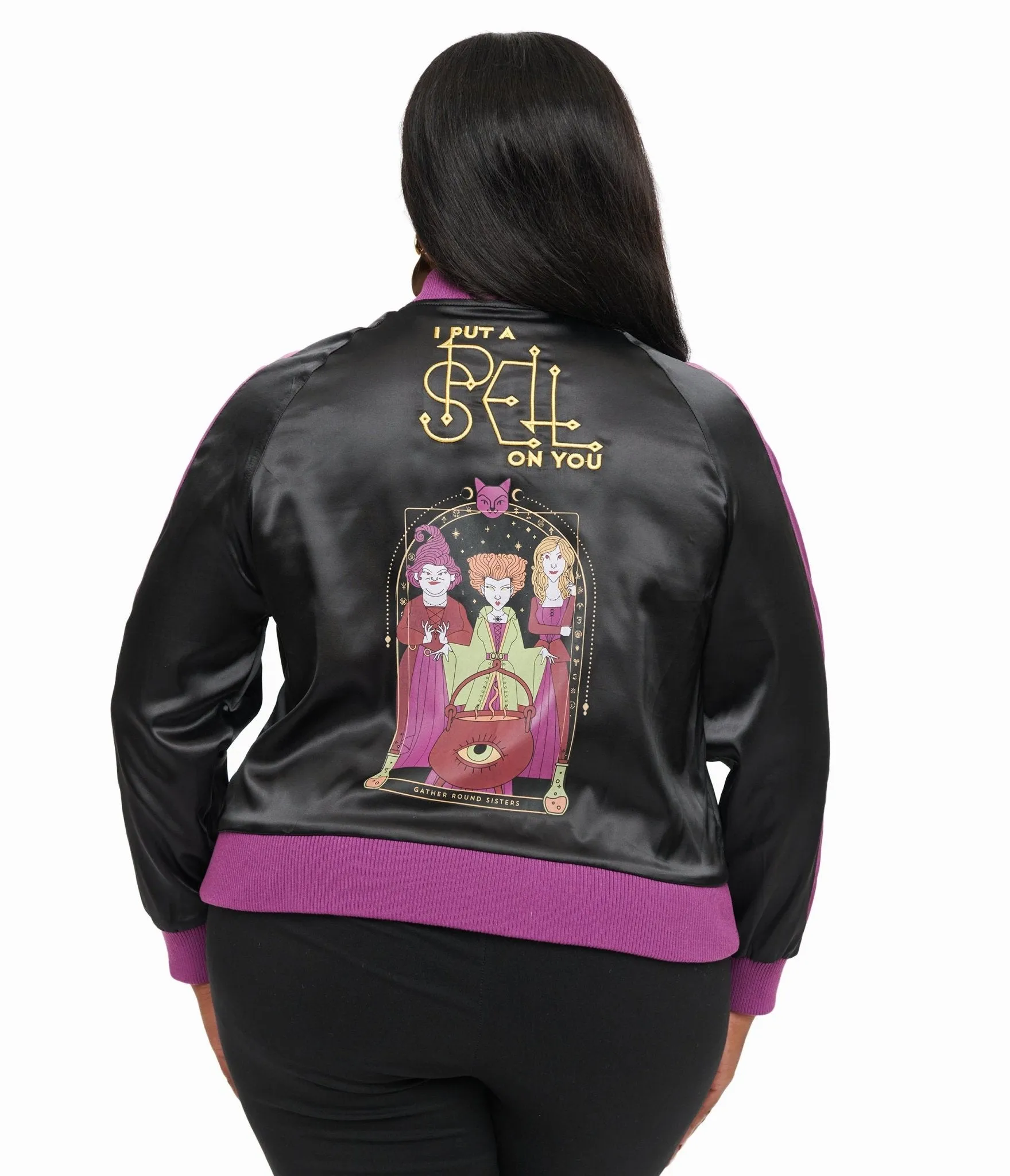 Disney Hocus Pocus Collection by Unique Vintage Plus Size Purple & Black Hocus Pocus Spell Bomber Jacket Easy Date Night
