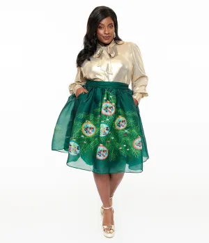 Disney Holiday Collection by Unique Vintage Plus Size Light Up Green Mickey & Minnie Christmas Tree Ballerina Skirt Comfortable Travel Wear