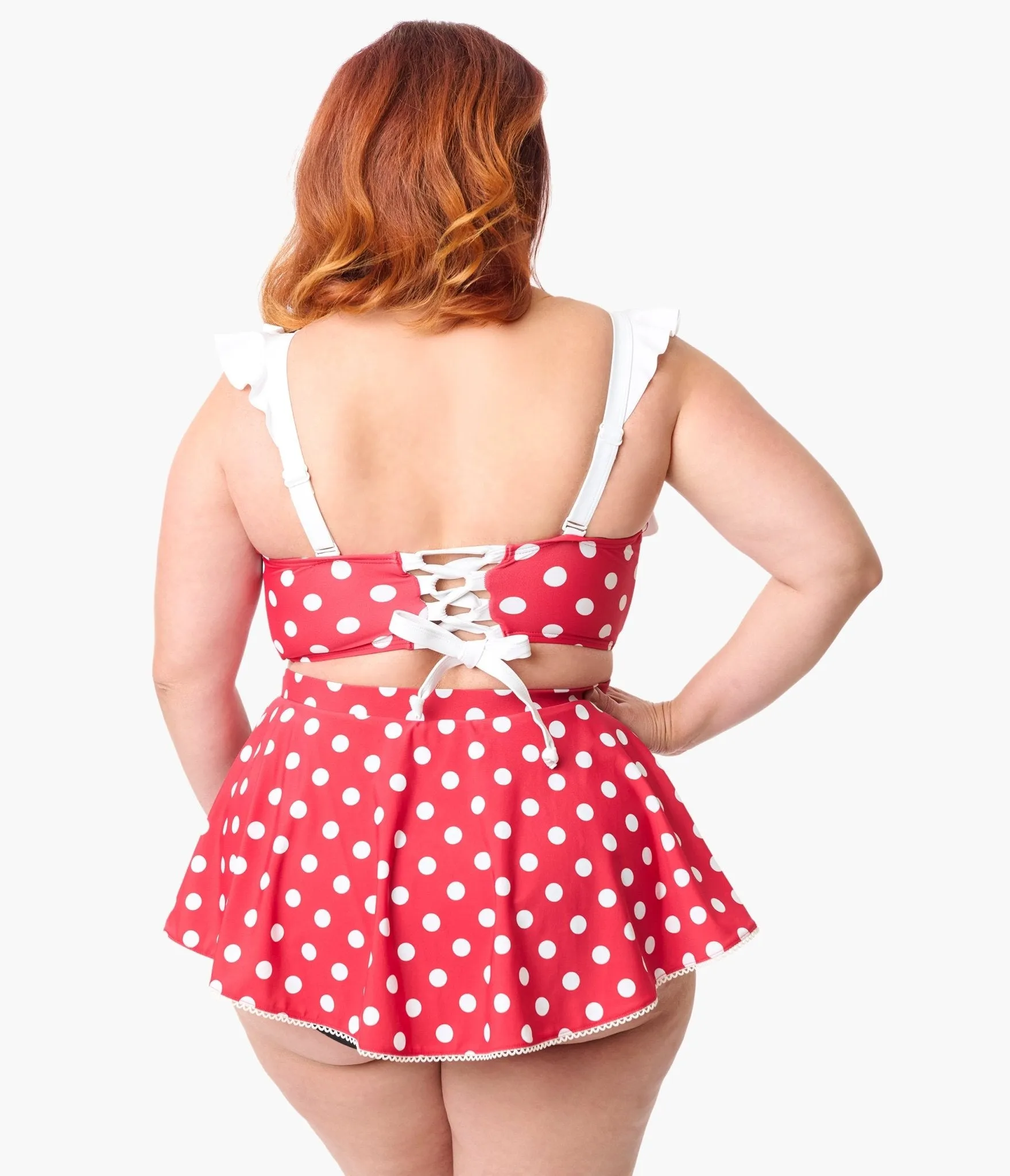 Disney Mickey & Friends Collection by Unique Vintage Plus Size Minnie Red & White Dot Swim Top Beach Vacation Ready