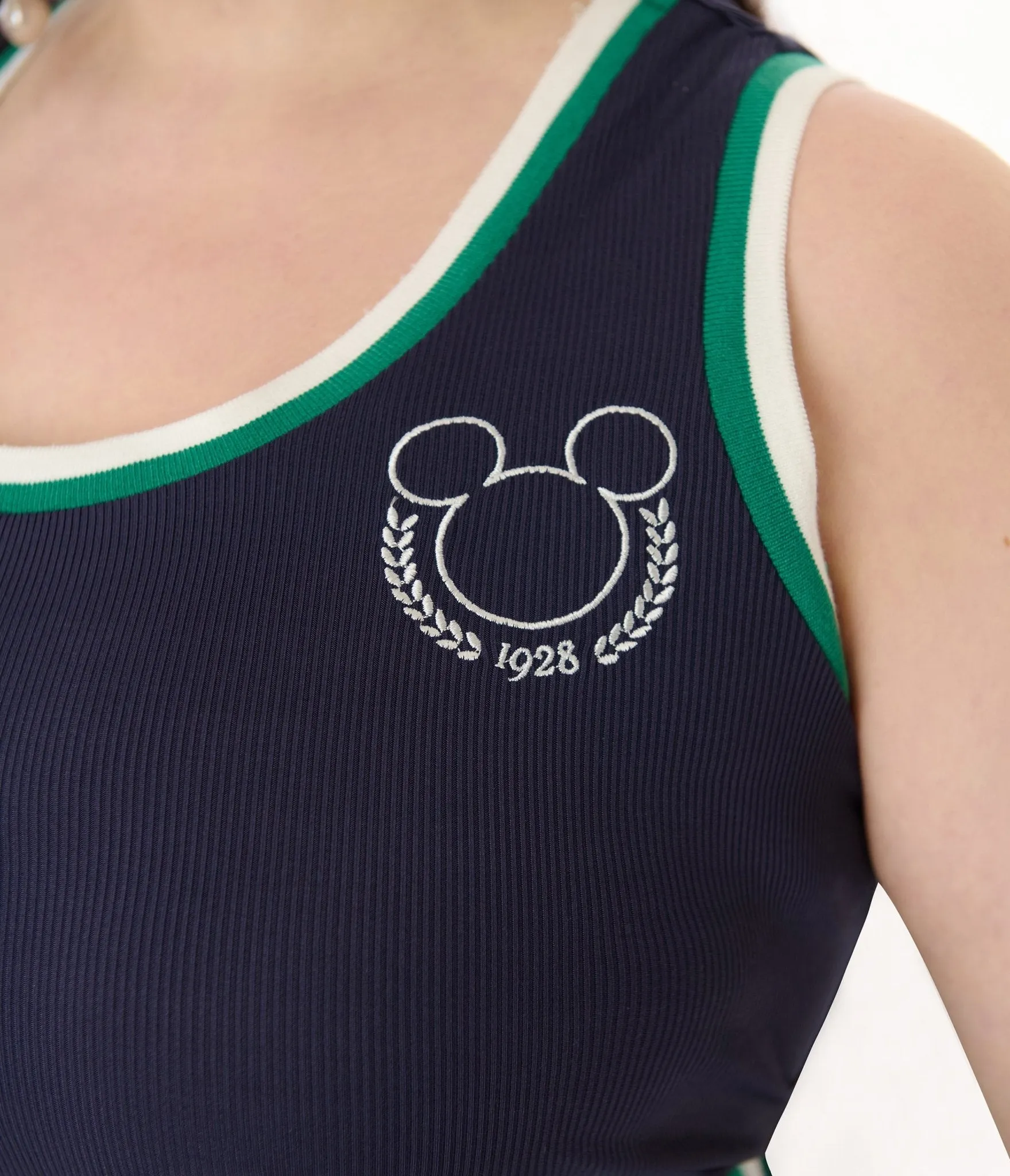 Disney Mickey & Friends Collection by Unique Vintage Plus Size Navy & Green Mickey & Goofy Print Pleated Tennis Dress Casual Everyday Look