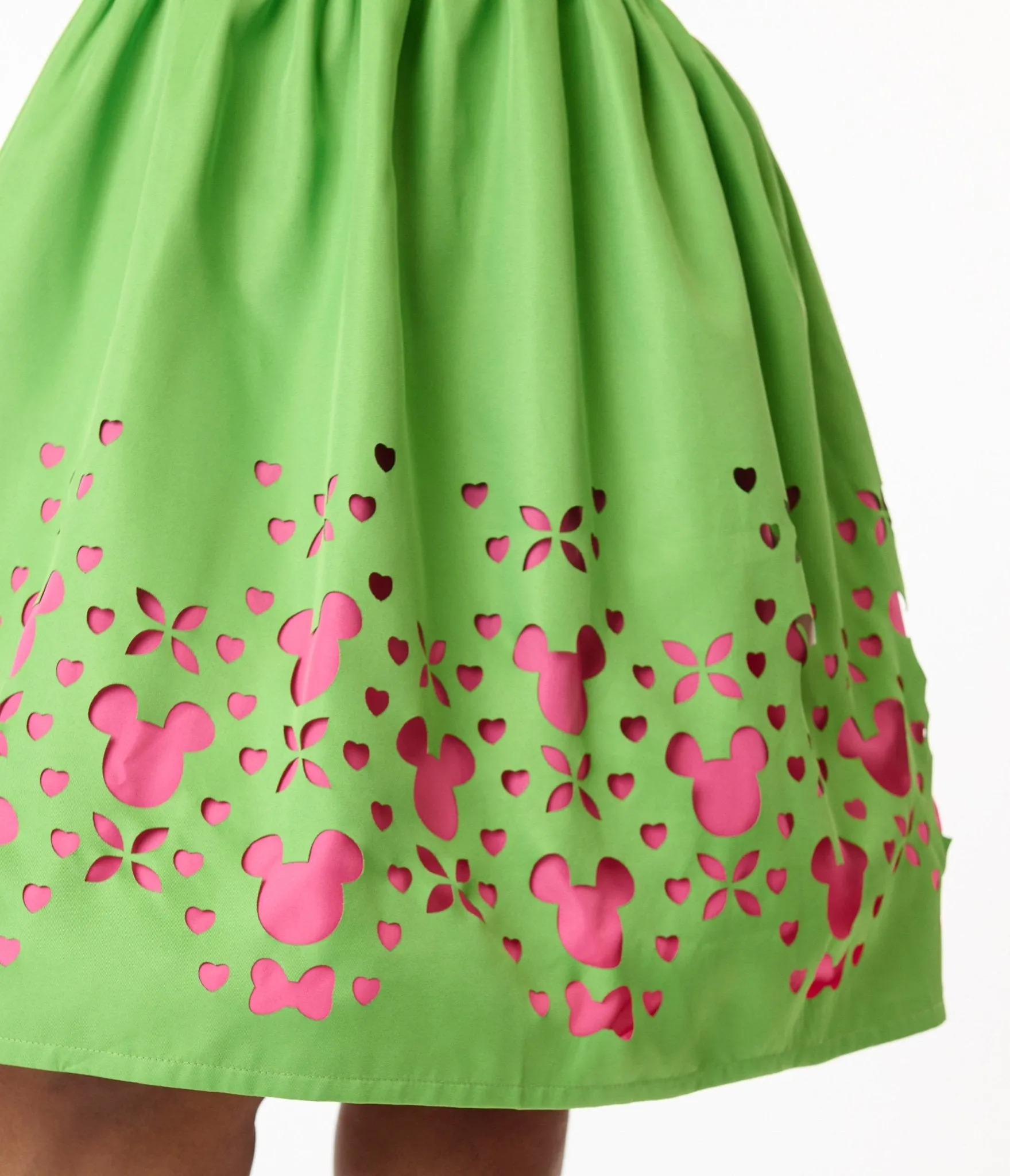 Disney Mickey & Friends Collection by Unique Vintage Plus Size Neon Green & Neon Pink Mickey Cutout Swing Dress Casual Everyday Look