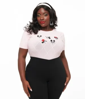 Disney Mickey & Friends Collection by Unique Vintage Plus Size Pink Mickey & Minnie Sweater Easy Date Night