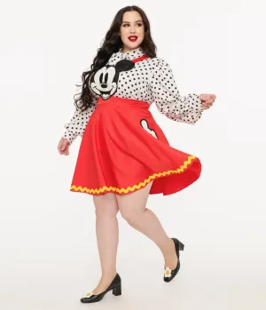 Disney Mickey & Friends Collection by Unique Vintage Plus Size Red Mickey Face Pinafore Comfortable Travel Wear