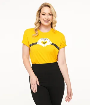 Disney Mickey & Friends Collection by Unique Vintage Yellow Mickey Mouse Heart Unisex Graphic Tee Easy Date Night