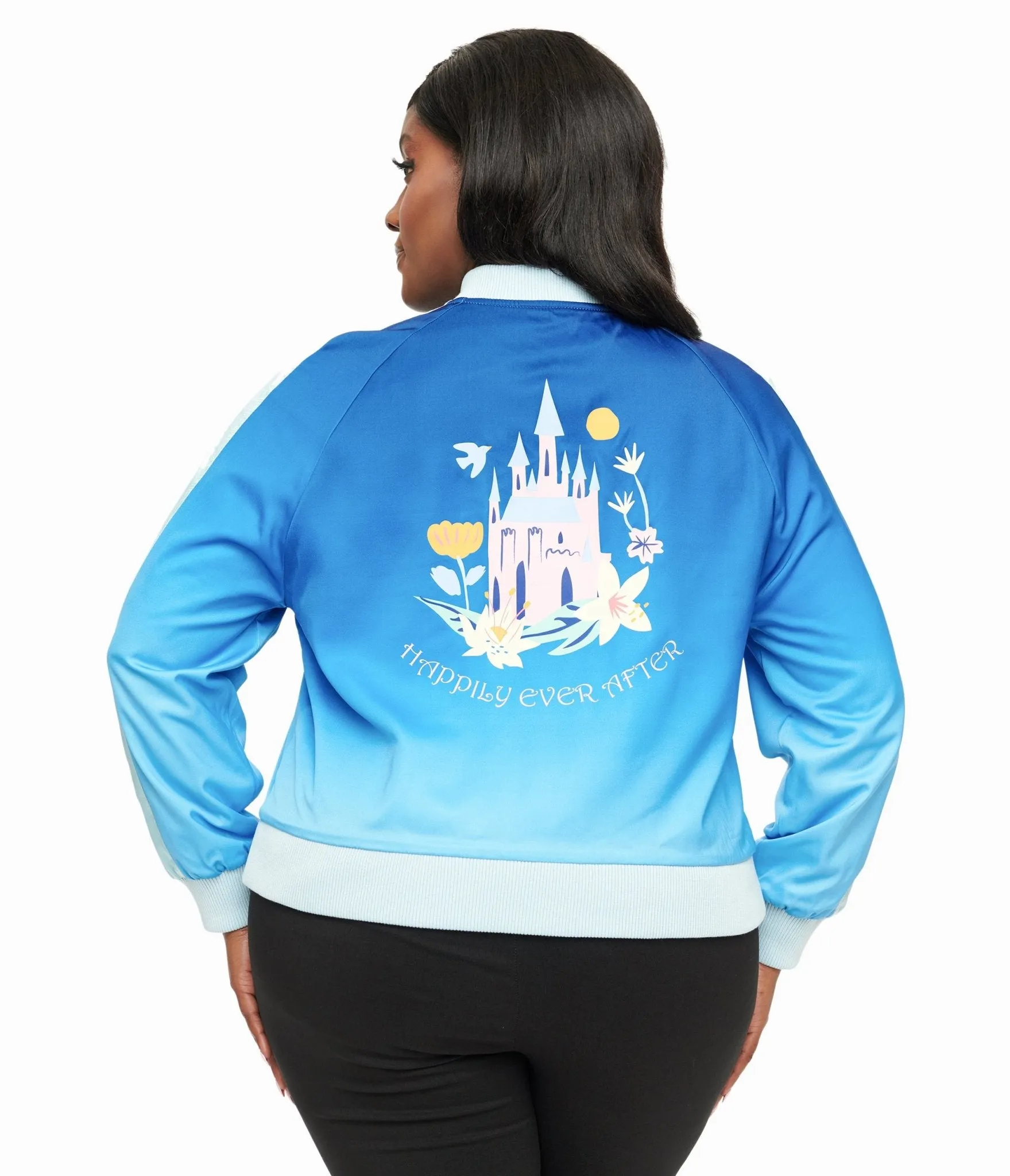 Disney Princess collection by Unique Vintage Plus Size Cinderella Blue Ombre Long Sleeve Bomber Jacket Easy Date Night