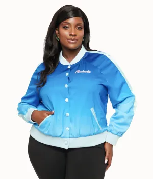 Disney Princess collection by Unique Vintage Plus Size Cinderella Blue Ombre Long Sleeve Bomber Jacket Easy Date Night