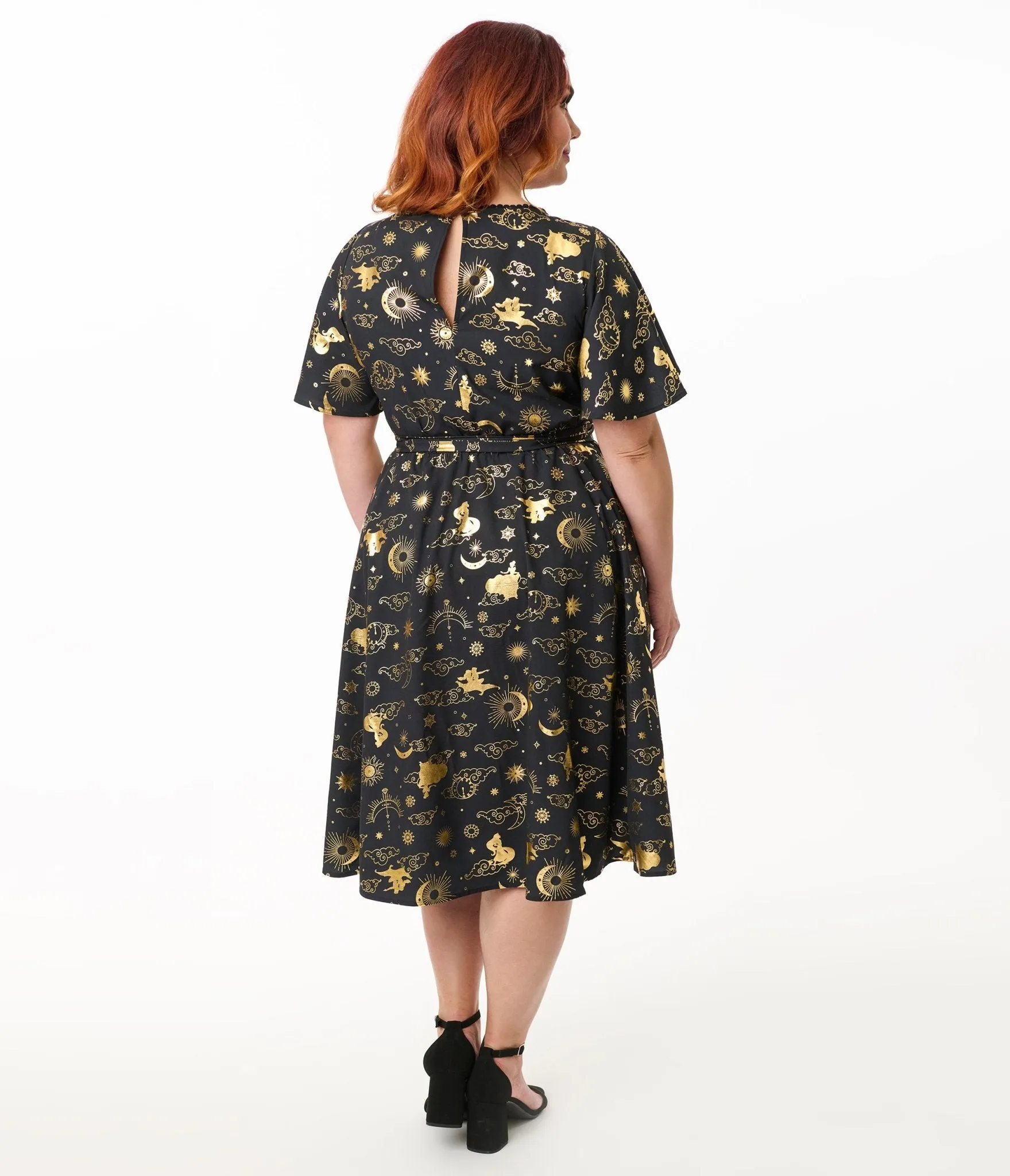 Disney Princess Collection by Unique Vintage Plus Size Gold Princess Celestial Swing Dress Casual Everyday Look