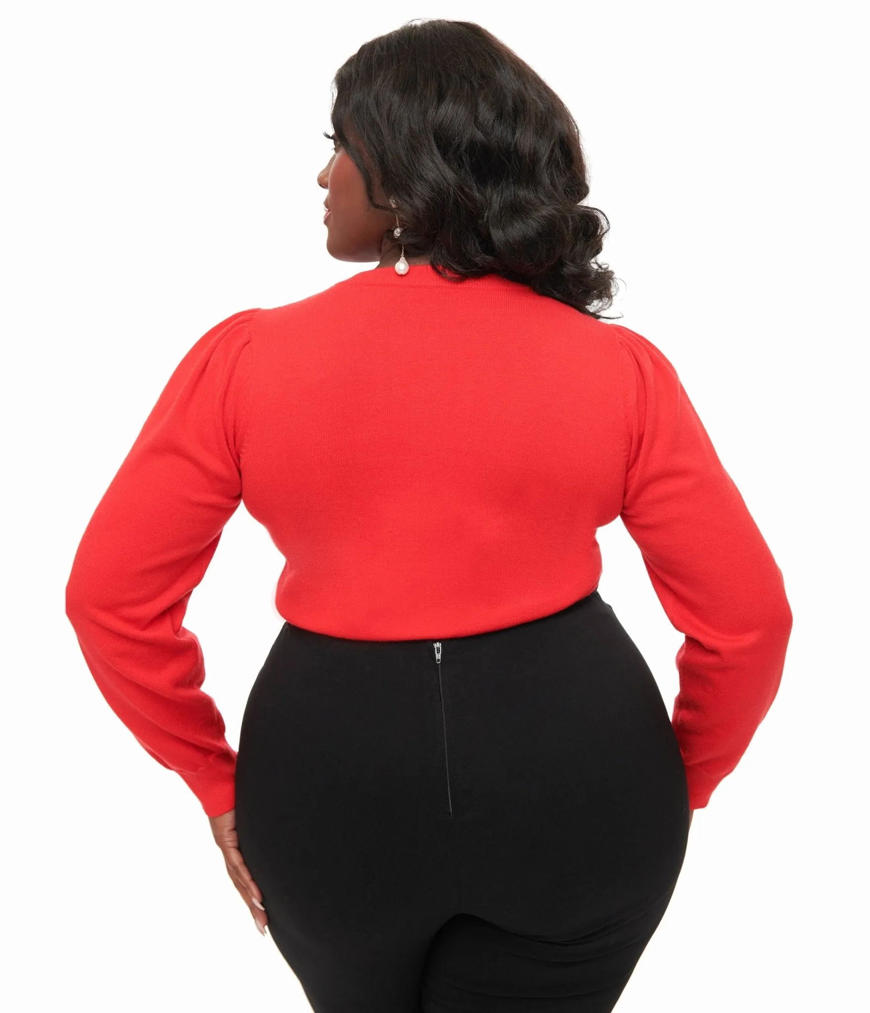 Disney Valentine Collection by Unique Vintage Plus Size Red Cupid Mickey Embroidered Sweater Easy Date Night