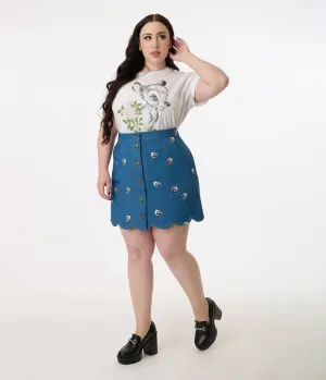 Disney's Bambi Collection by Smak Parlour Plus Size Flower Denim Mini Skirt Comfortable Travel Wear