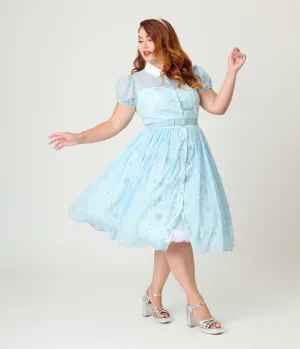 Disney's Cinderella Collection by Unique Vintage Plus Size Cinderella The Clock Strikes Midnight Blue Swing Dress Casual Everyday Look