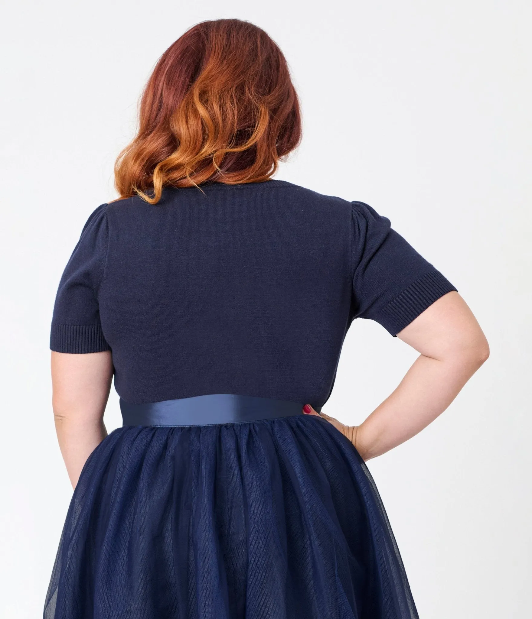 Disney's Cinderella Collection by Unique Vintage Plus Size Navy Cinderella Icons Sweater Easy Date Night
